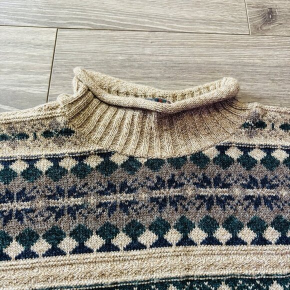 Vintage Ilanco Fair Isle Sweater Womens Small Purple Green Knit Pullover Jumper - Picture 9 of 16